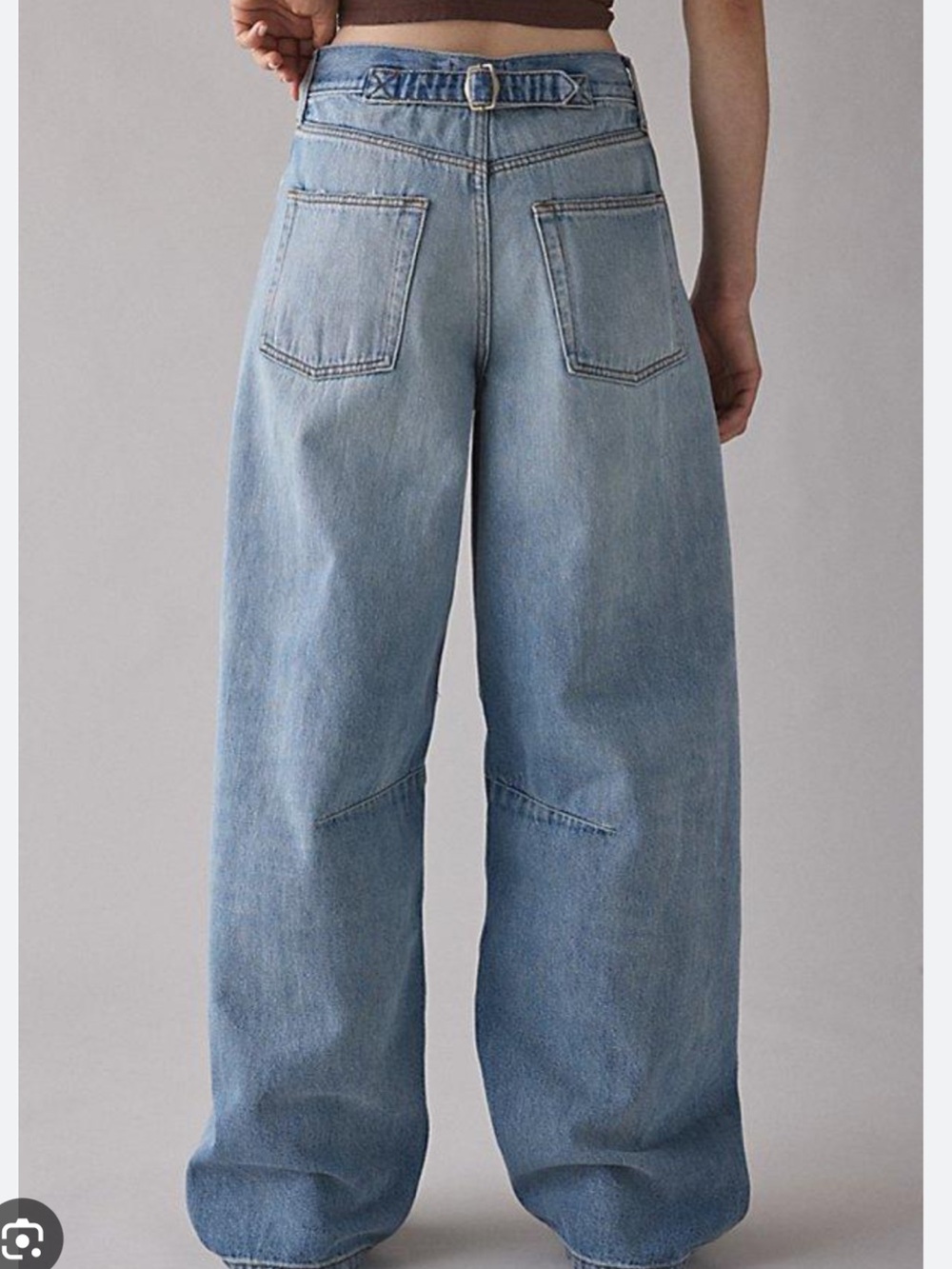 BDG Buckle High Waist Barrel Wide Leg Jeans with Adjustable Back Belt